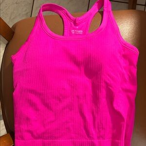 Pink Ribbed Crop Top